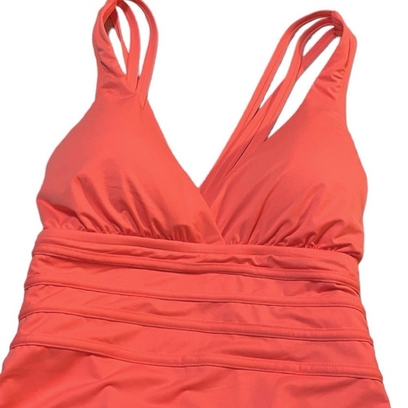 LA BLANCA new Coral Reef Island Goddess Cross-back Swimsuit size 10 - Picture 4 of 7